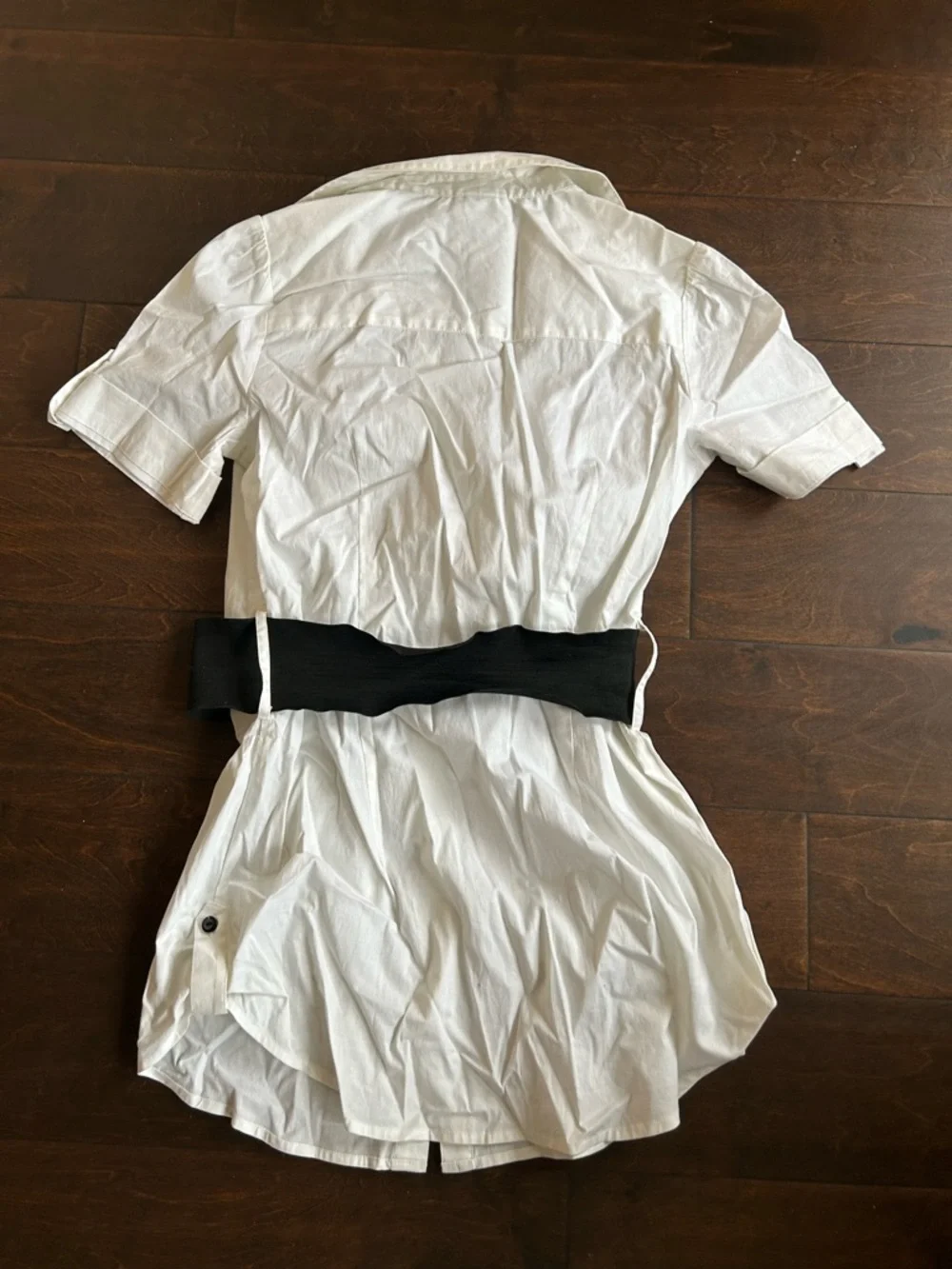 Dots Women’s Tunic Top Cotton Belted New White Sz S 4122 - Picture 4 of 4
